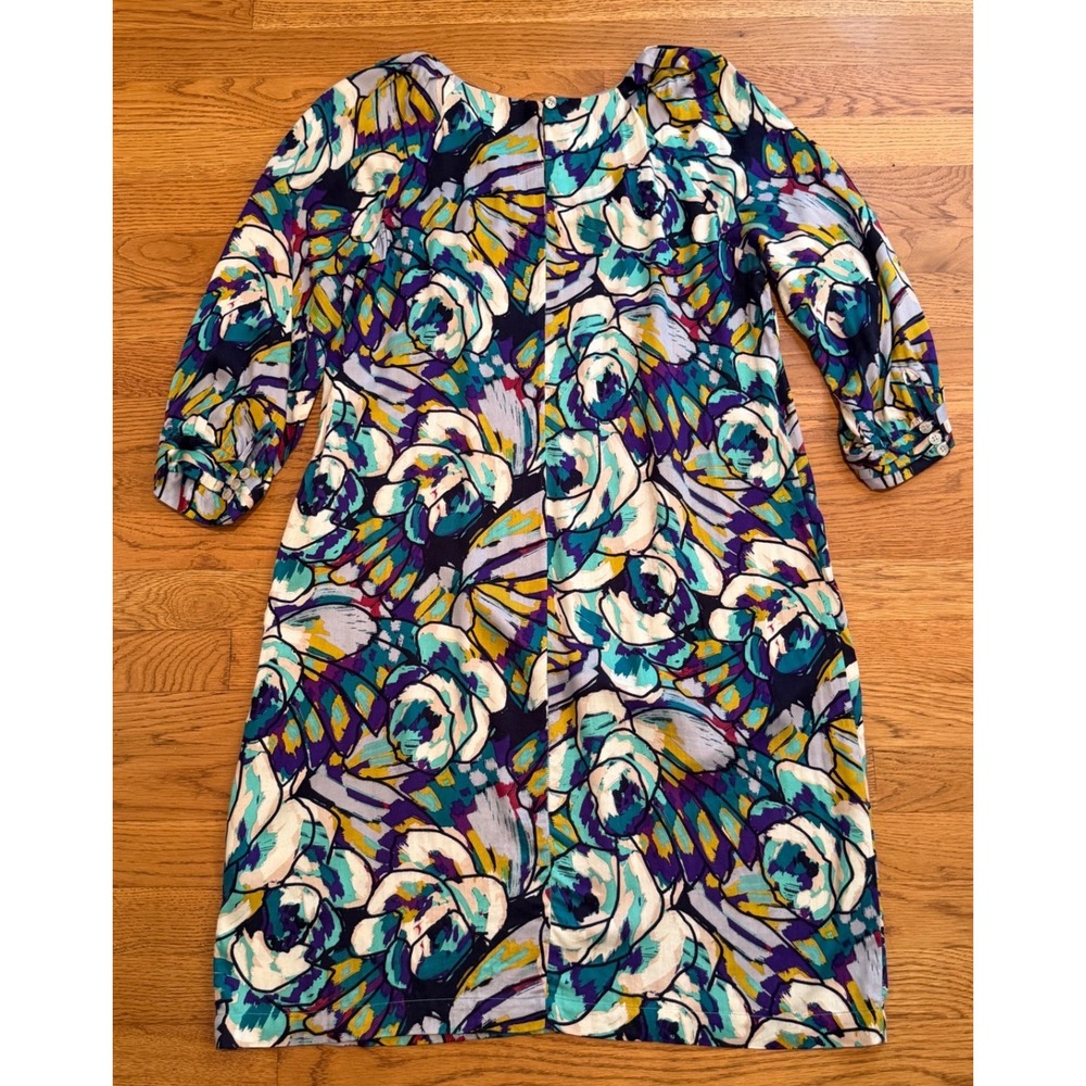 Antonio Melani Floral Rayon Shift Dress Purple Teal Size 8 - Picture 9 of 10